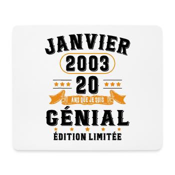 20 Ans Janvier 2003 Vintage Cadeau D'anniversaire - Tapis de souris (format paysage) - blanc - Devant
