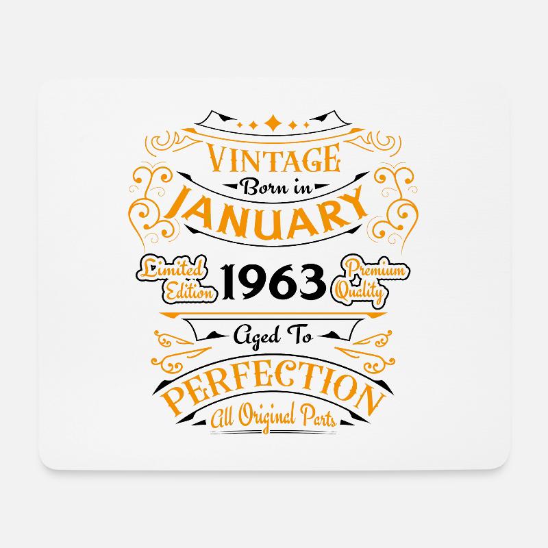 Jahrgang Januar 1963 Geburtstagsgeschenk - Mousepad (Querformat) - Weiß