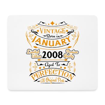 Vintage Born in January 2008 Birthday Gift - Mouse Pad (horizontal) - white - Front