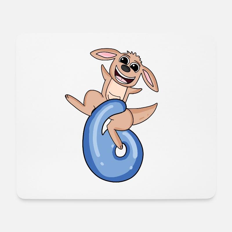 6 Jahre alt - 6. Geburtstag mit Tier Motiv - Mousepad (Querformat) - Weiß