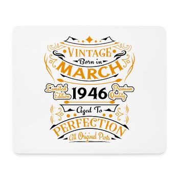 Vintage Nées En Mars 1946 Cadeau D'anniversaire - Tapis de souris (format paysage) - blanc - Devant