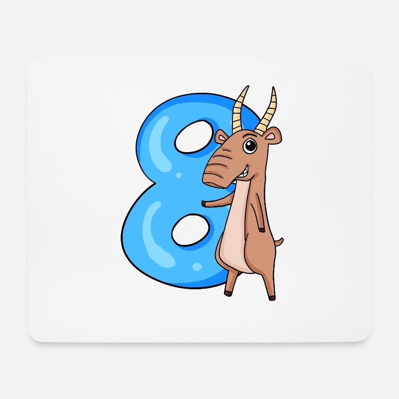 8 Jahre alt - 8. Geburtstag mit Tier Motiv - Mousepad (Querformat) - Weiß