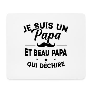 Je suis un Papa et Beau Papa qui déchire Cadeau - Tapis de souris (format paysage) - blanc - Devant