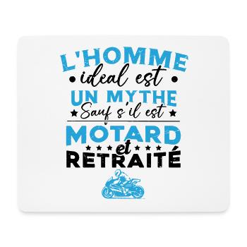 Motard Et Retraité Cadeau Homme Humour - Tapis de souris (format paysage) - blanc - Devant
