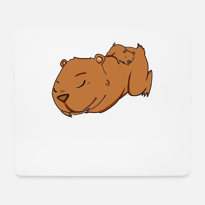Familie - Capybara mit Baby Capybara - Mousepad (Querformat) - Weiß