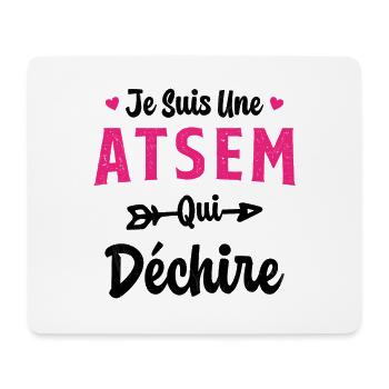 Je suis une ATSEM qui déchire Idée Cadeau Atsem - Tapis de souris (format paysage) - blanc - Devant