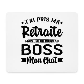 J'ai Un Nouveau Boss Mon chat Humour Cadeau - Tapis de souris (format paysage) - blanc - Devant