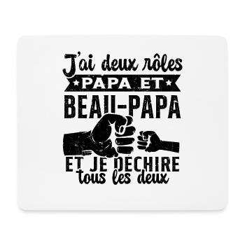 J'ai Deux Titres Papa et Beau Papa Cadeau - Tapis de souris (format paysage) - blanc - Devant