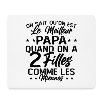 Papa De 2 Filles Idée Cadeau Meilleur Père Drole - Tapis de souris (format paysage) - blanc - Devant