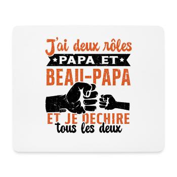 J'ai Deux Rôles Papa Et Beau-Papa Humour Cadeau - Tapis de souris (format paysage) - blanc - Devant