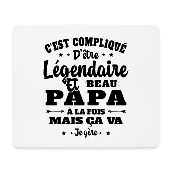 Légendaire et Beau Papa Cadeau Papa de l'année - Tapis de souris (format paysage) - blanc - Devant