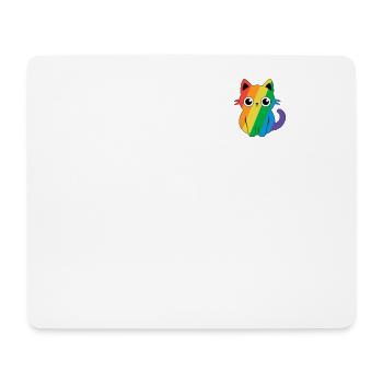 Pocket Pride Katze LGBT Regenbogen Flagge Kawaii Subtil - Mousepad (Querformat) - Weiß - Vorne