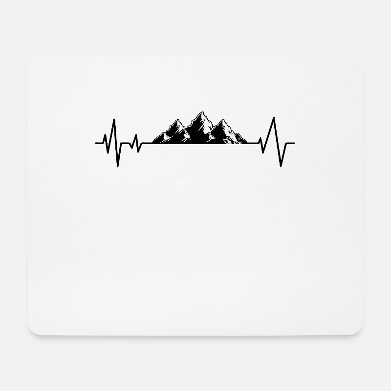 Herzschlag Berge EKG Wandern Wanderung - Mousepad (Querformat) - Weiß