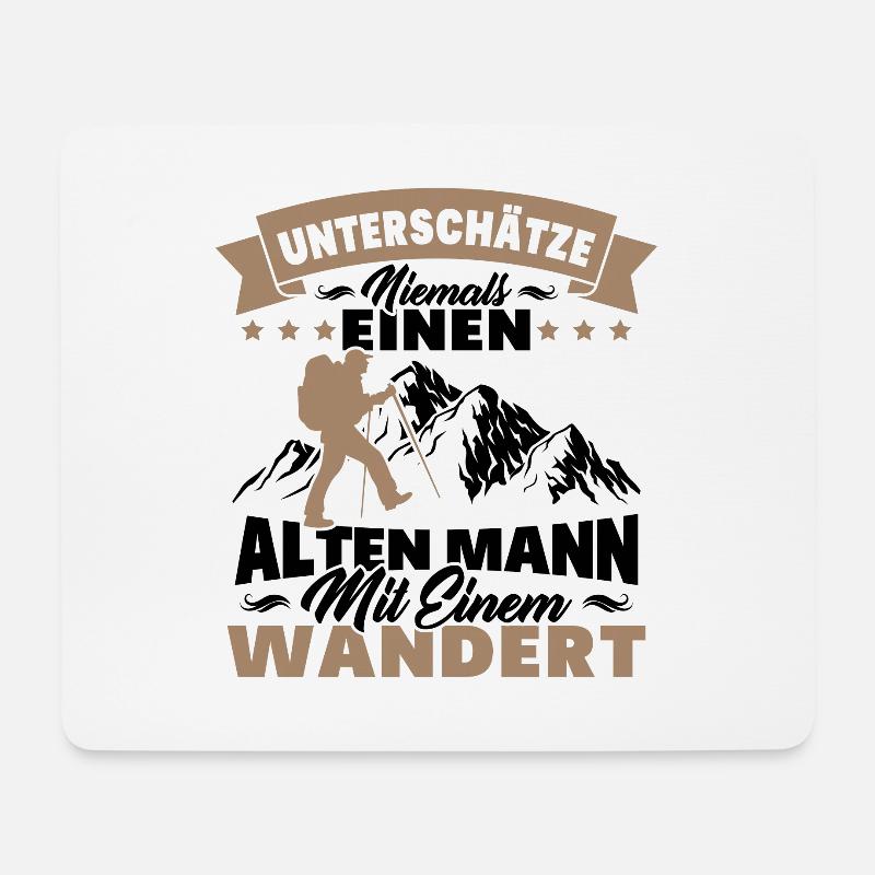 Alten mann mit einem wandert - Mousepad (Querformat) - Weiß