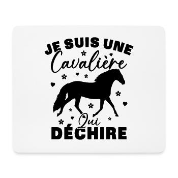 Cadeau Une cavalière équitation cheval qui déchire - Tapis de souris (format paysage) - blanc - Devant