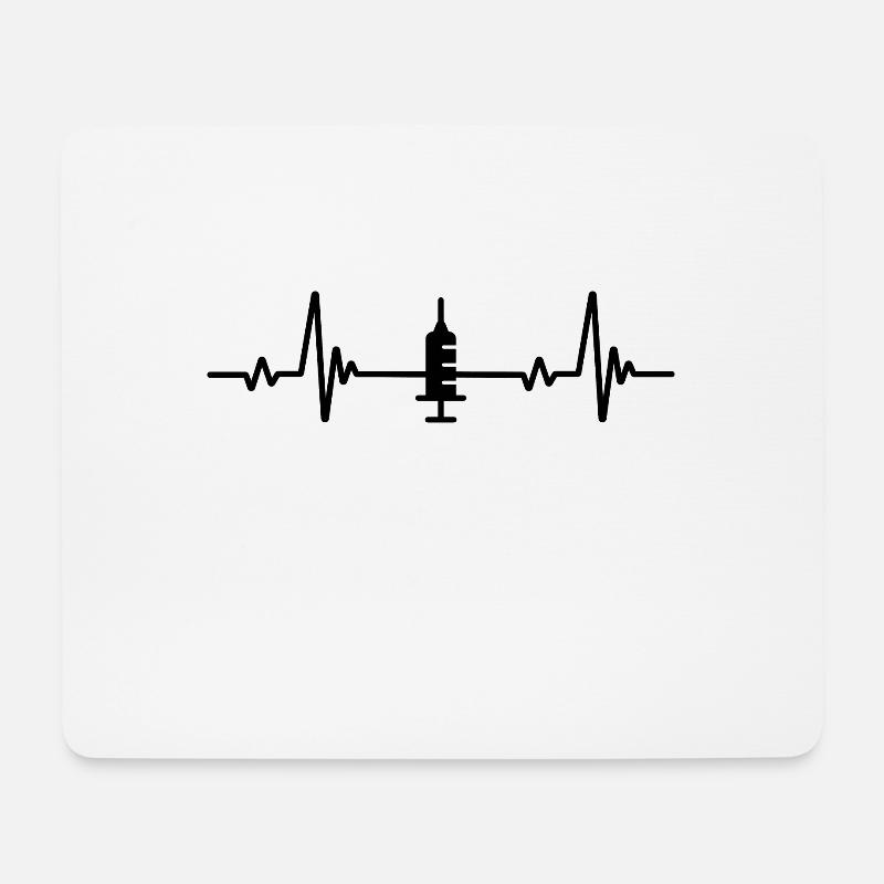 Geimpft Herzkurve - Puls Pro Impfung impfen Impfen - Mousepad (Querformat) - Weiß