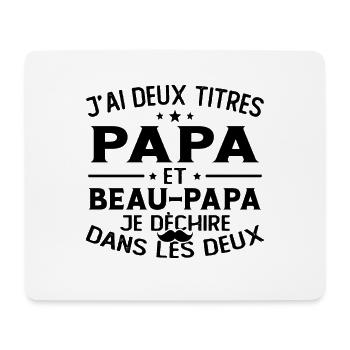 J'ai deux titres papa et beau papa - Tapis de souris (format paysage) - blanc - Devant