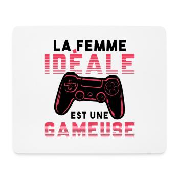 La femme idéale est une gameuse cadeau geek humour - Tapis de souris (format paysage) - blanc - Devant