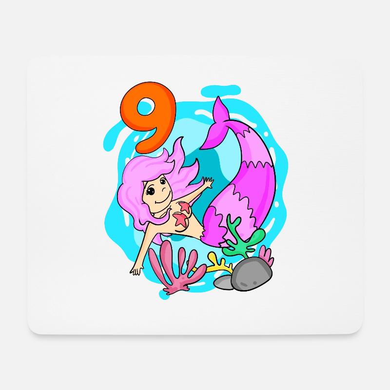 Mädchen - 9. Geburtstag Meerjungfrau - Tochter - Mousepad (Querformat) - Weiß
