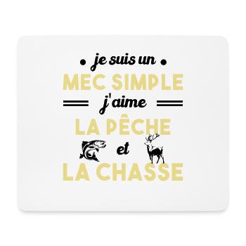 Mec simple Chasse Peche Humour Cadeau - Tapis de souris (format paysage) - blanc - Devant