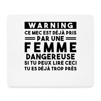 Cadeau Humour couple homme, Femme jalouse danger - Tapis de souris (format paysage) - blanc - Devant