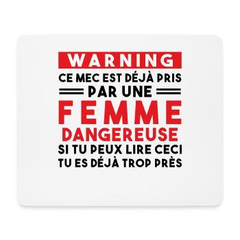 Cadeau Humour couple homme, Femme jalouse danger - Tapis de souris (format paysage) - blanc - Devant