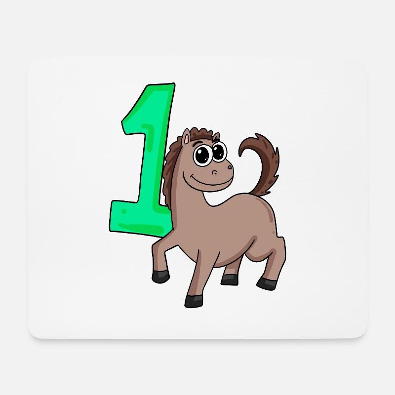 1 Jahr alt - Einschulung - Pferd Motiv - Zahl 1 - Mousepad (Querformat) - Weiß