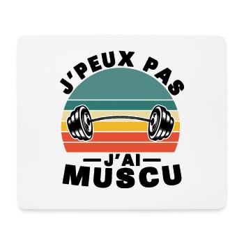 Je Peux Pas J'ai Muscu, Vintage Humour idée cadeau - Tapis de souris (format paysage) - blanc - Devant