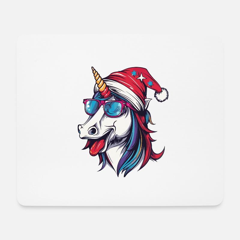 Einhorn Weihnachten Lustig - Mousepad (Querformat) - Weiß