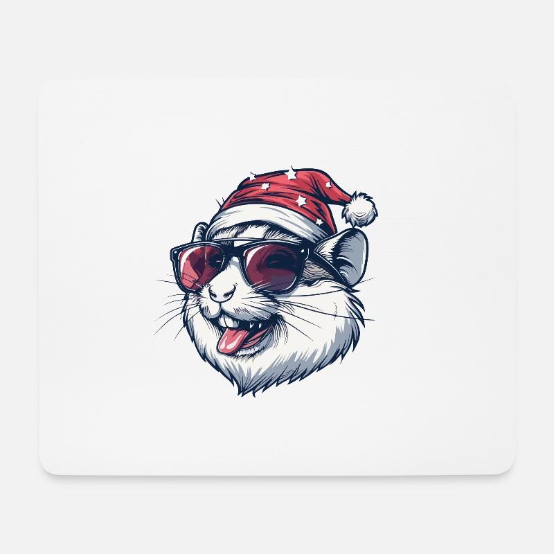 Hamster Noël drôle - Tapis de souris (format paysage) - blanc