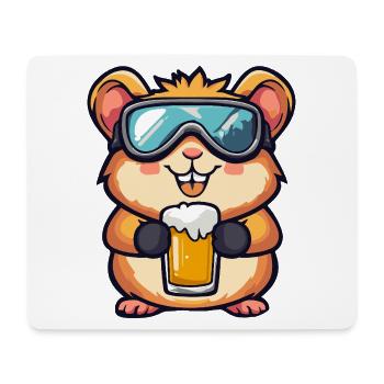 Hamster Après-Ski Bière Bande dessinée - Tapis de souris (format paysage) - blanc - Devant
