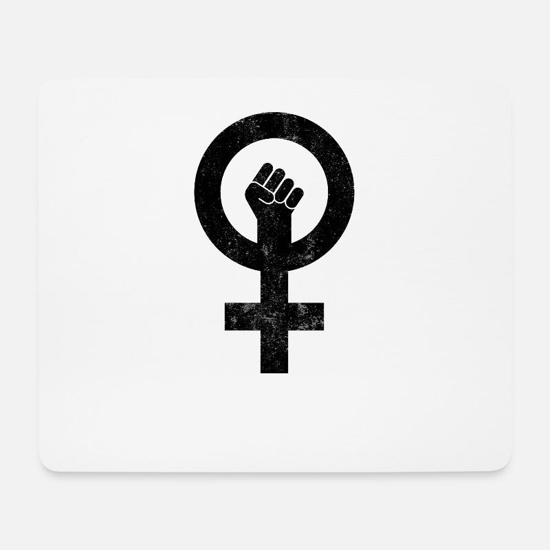 Feminismus Symbol Frauenrechte Mädchen - Mousepad (Querformat) - Weiß