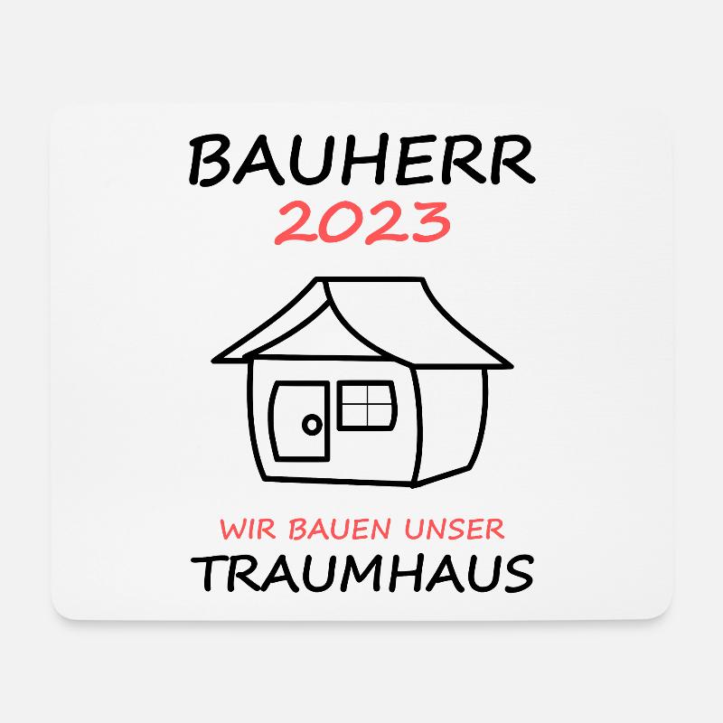 Bauherr 2023 Wir Bauen Unser Traumhaus Hausbau - Mousepad (Querformat) - Weiß