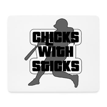 Softball slogan "Girls with sticks" - Mouse Pad (horizontal) - white - Front