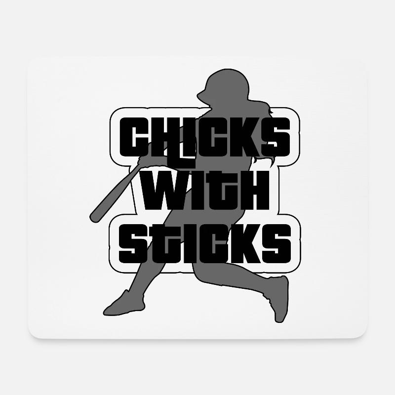 Softball-Slogan "Mädchen mit Stöcken" - Mousepad (Querformat) - Weiß