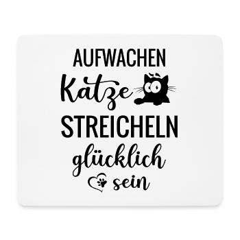 Katze streicheln glücklich sein - Mousepad (Querformat) - Weiß - Vorne