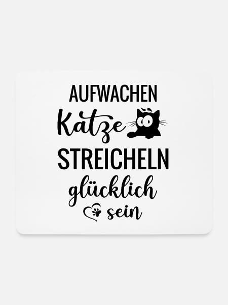 Katze streicheln glücklich sein - Mousepad (Querformat) - Weiß