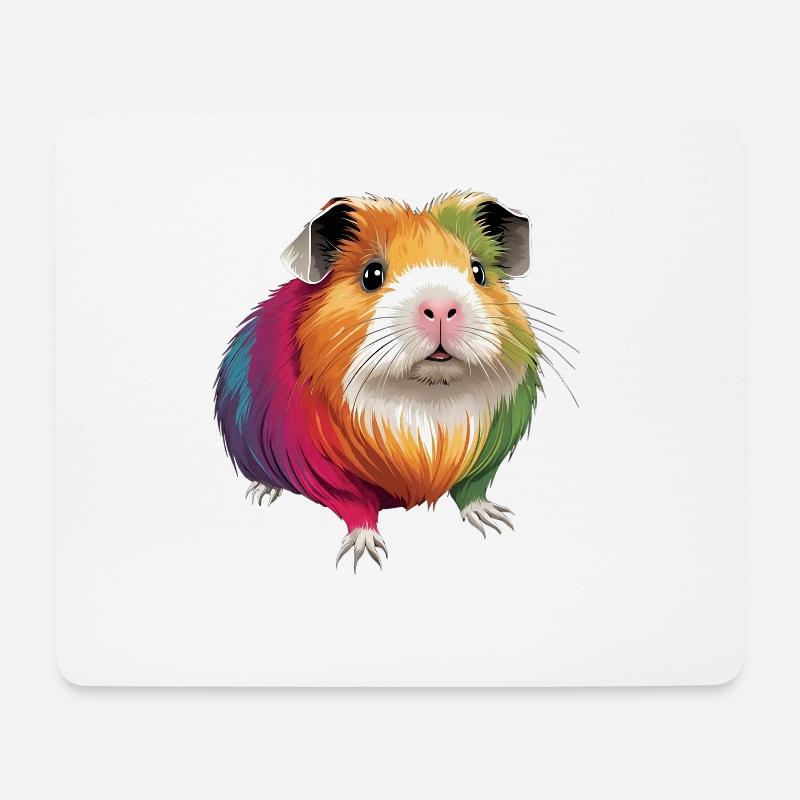 Süßes farbenfrohes Meerschweinchen - Mousepad (Querformat) - Weiß