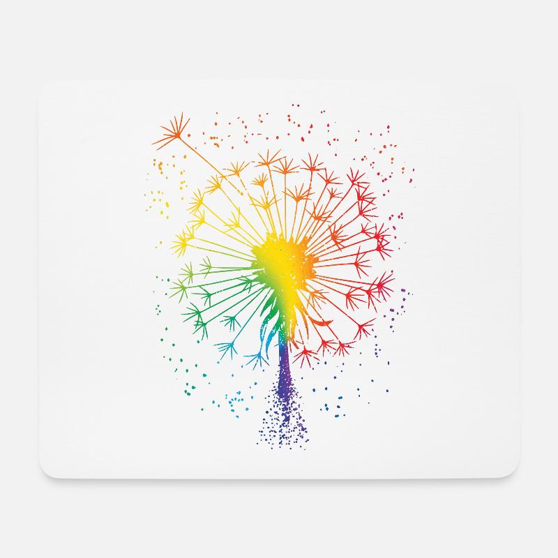 Pusteblume Tattoo Dandelion Regenbogen Löwenzahn - Mousepad (Querformat) - Weiß