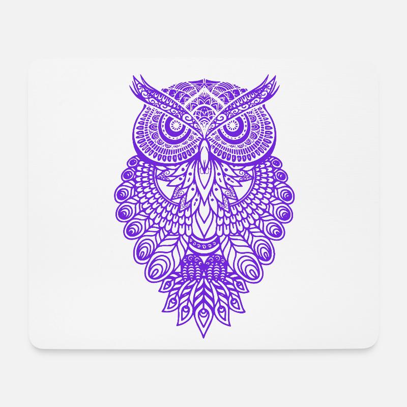 Eule Owl Grafik Graphic Kunst Geschenk Mandala - Mousepad (Querformat) - Weiß