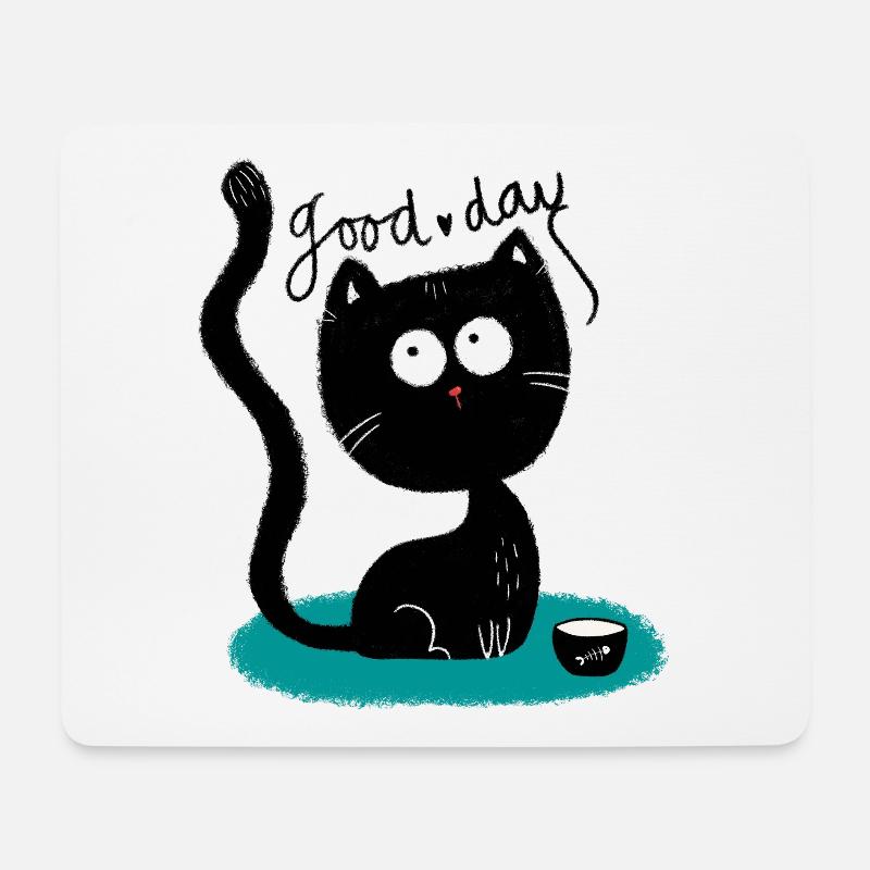 Kleines schwarzes Kätzchen - Mousepad (Querformat) - Weiß