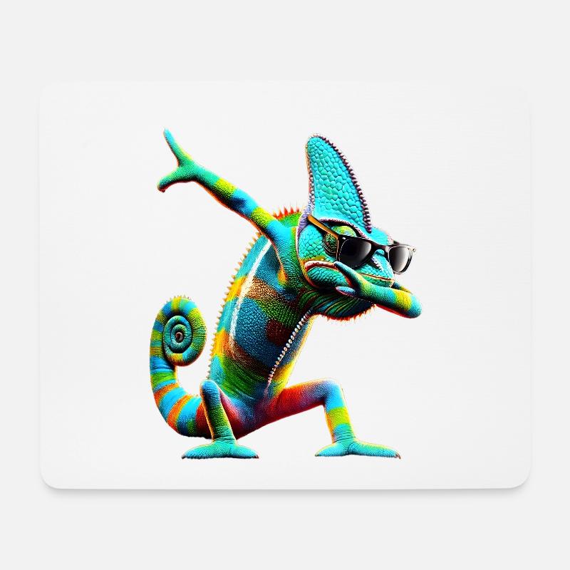 Dabbing Chamäleon Tier Tierliebhaber Cool Dab - Mousepad (Querformat) - Weiß