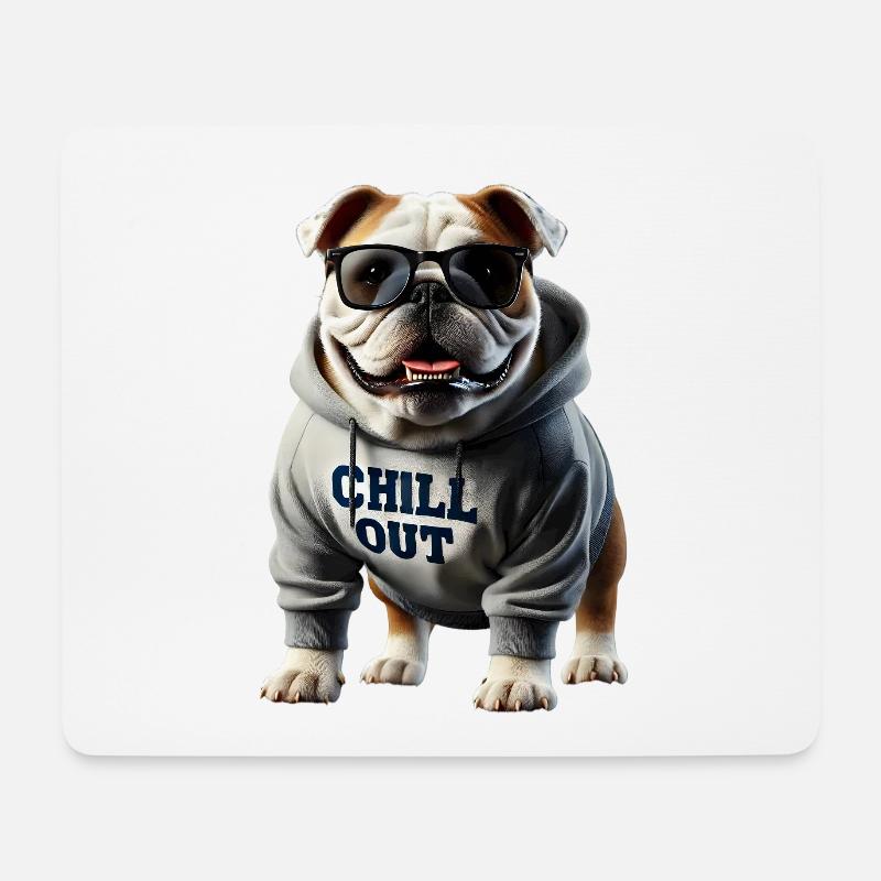 Lustiges Englische Bulldogge Tierliebhaber Chillen - Mousepad (Querformat) - Weiß