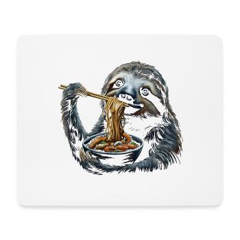 Funny Sloth Art Animal Sloth Ramen Noodle - Mouse Pad (horizontal) - white - Front