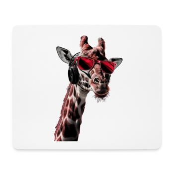 Girafe motif animal animal amoureux des écouteurs Art - Tapis de souris (format paysage) - blanc - Devant