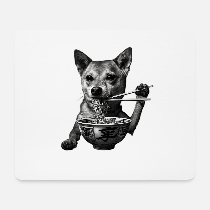 Hunde Motiv Manga Ramen Nudel Hund Anime Kunst - Mousepad (Querformat) - Weiß