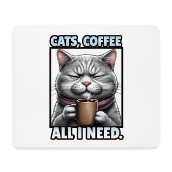 Funny Cat Art Cat Owner Cats Coffee - Mouse Pad (horizontal) - white - Front