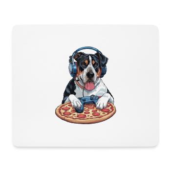 Drôle de chien Gaming Pizza Gamer Gamer Gaming - Tapis de souris (format paysage) - blanc - Devant
