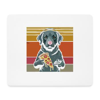 Funny Dog Gaming Pizza Gamer Gamer Gaming - Mouse Pad (horizontal) - white - Front