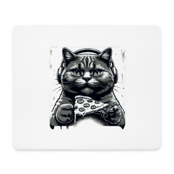 Drôles de chats Jeux Pizza Gamer Gamer Jeux - Tapis de souris (format paysage) - blanc - Devant